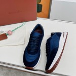 Loro Piana Week End Walk Sneaker FAP9780-W000 Navy Blue Suede Sneakers Front View