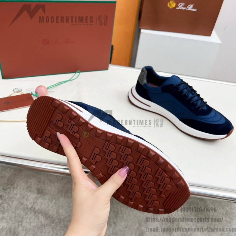 Loro Piana Week End Walk Sneaker FAP9780-W000 Navy Blue Suede Sneakers Front View