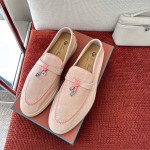 Loro Piana Women's Summer Charms Walk Loafer FAL5899-30D3 Pink Leather Loafers Loro Piana Women's Summer Charms Walk Loafer FAL5899-30D3 Front View Pink Leather Loafers