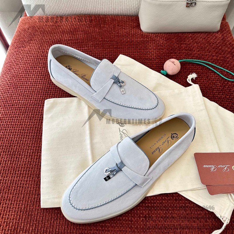 Loro Piana Women's Summer Charms Walk Loafer FAL5899-W1CZ Deep Blue Leather Loafers Loro Piana Women's Summer Charms Walk Loafer FAL5899-W1CZ Front View Deep Blue Leather Loafers