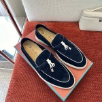 Loro Piana Women's Summer Charms Walk Loafer FAL5899-W1CZ Deep Blue Leather Loafers Loro Piana Women's Summer Charms Walk Loafer FAL5899-W1CZ Front View Deep Blue Leather Loafers