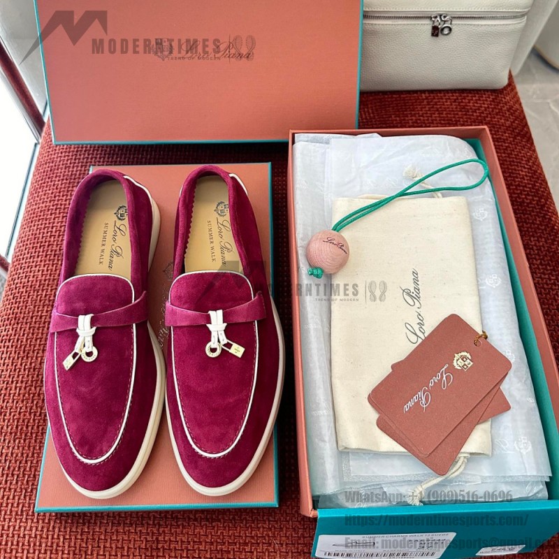 Loro Piana Women's Summer Charms Walk Loafer FAL5899-Q07N Azuki Beans Leather Loafers Loro Piana Women's Summer Charms Walk Loafer FAL5899-Q07N Front View Azuki Beans Leather Loafers