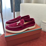 Loro Piana Women's Summer Charms Walk Loafer FAL5899-Q07N Azuki Beans Leather Loafers Loro Piana Women's Summer Charms Walk Loafer FAL5899-Q07N Front View Azuki Beans Leather Loafers