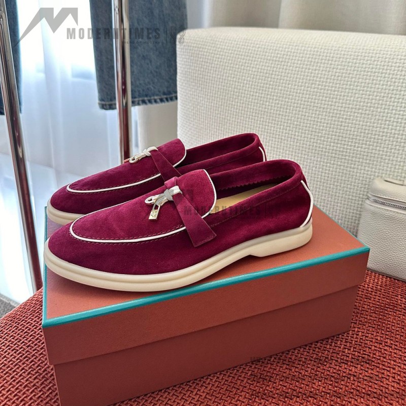 Loro Piana Women's Summer Charms Walk Loafer FAL5899-Q07N Azuki Beans Leather Loafers Loro Piana Women's Summer Charms Walk Loafer FAL5899-Q07N Front View Azuki Beans Leather Loafers