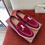 Loro Piana Women's Summer Charms Walk Loafer FAL5899-Q07N Azuki Beans Leather Loafers Loro Piana Women's Summer Charms Walk Loafer FAL5899-Q07N Front View Azuki Beans Leather Loafers