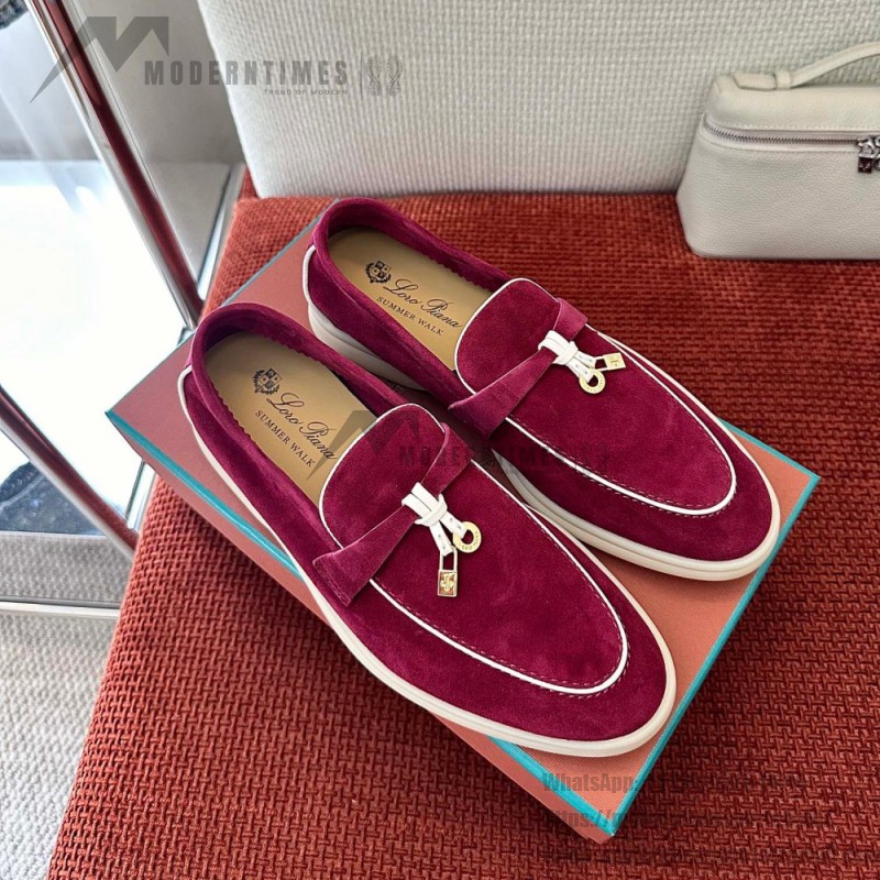 Loro Piana Women's Summer Charms Walk Loafer FAL5899-Q07N Azuki Beans Leather Loafers Loro Piana Women's Summer Charms Walk Loafer FAL5899-Q07N Front View Azuki Beans Leather Loafers
