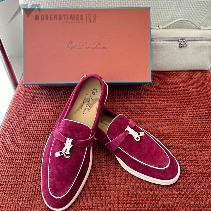 Loro Piana Women's Summer Charms Walk Loafer FAL5899-Q07N Azuki Beans Leather Loafers Loro Piana Women's Summer Charms Walk Loafer FAL5899-Q07N Front View Azuki Beans Leather Loafers