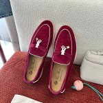 Loro Piana Women's Summer Charms Walk Loafer FAL5899-Q07N Azuki Beans Leather Loafers Loro Piana Women's Summer Charms Walk Loafer FAL5899-Q07N Front View Azuki Beans Leather Loafers