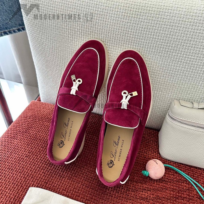 Loro Piana Women's Summer Charms Walk Loafer FAL5899-Q07N Azuki Beans Leather Loafers Loro Piana Women's Summer Charms Walk Loafer FAL5899-Q07N Front View Azuki Beans Leather Loafers