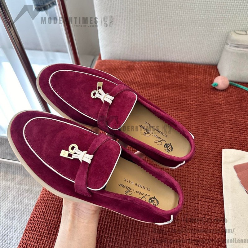 Loro Piana Women's Summer Charms Walk Loafer FAL5899-Q07N Azuki Beans Leather Loafers Loro Piana Women's Summer Charms Walk Loafer FAL5899-Q07N Front View Azuki Beans Leather Loafers