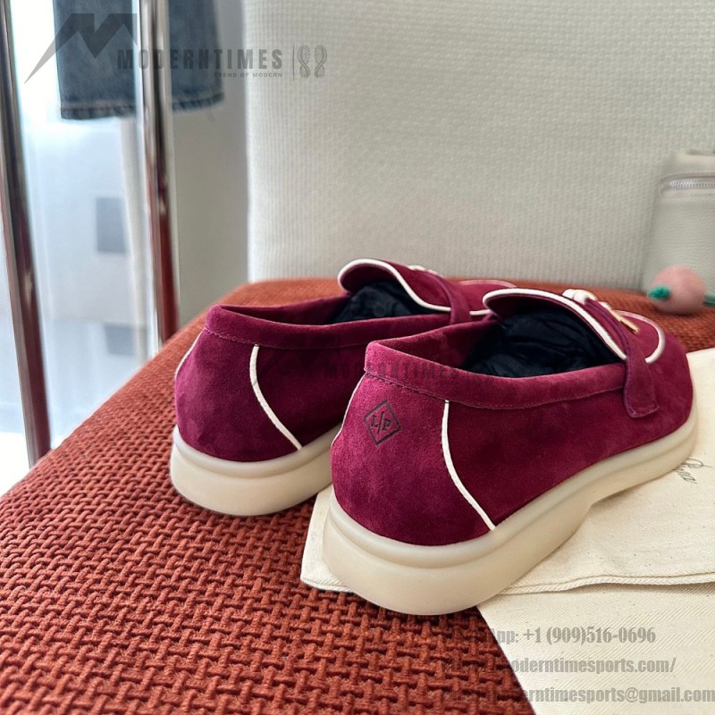 Loro Piana Women's Summer Charms Walk Loafer FAL5899-Q07N Azuki Beans Leather Loafers Loro Piana Women's Summer Charms Walk Loafer FAL5899-Q07N Front View Azuki Beans Leather Loafers