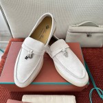 Loro Piana Summer Charms Walk Loafer FAE5444-60L0 Deep Ice Women's Comfort Flats Front View