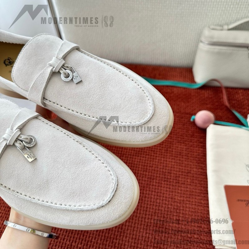 Loro Piana Summer Charms Walk Loafer FAE5444-60L0 Deep Ice Women's Comfort Flats Front View