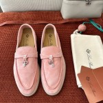 Loro Piana Summer Charms Walk Loafer FAE5444-30AT Flowering Cherry Women's Shoes Loro Piana Summer Charms Walk Loafer FAE5444-30AT Flowering Cherry Women's Comfort Flats Front View
