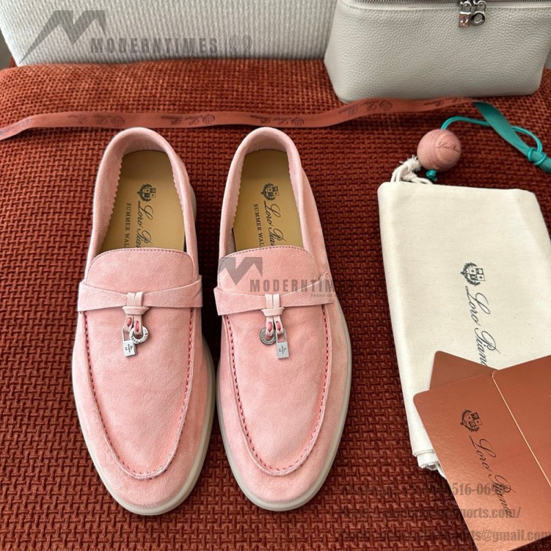 Loro Piana Summer Charms Walk Loafer FAE5444-30AT Flowering Cherry Women's Shoes Loro Piana Summer Charms Walk Loafer FAE5444-30AT Flowering Cherry Women's Comfort Flats Front View
