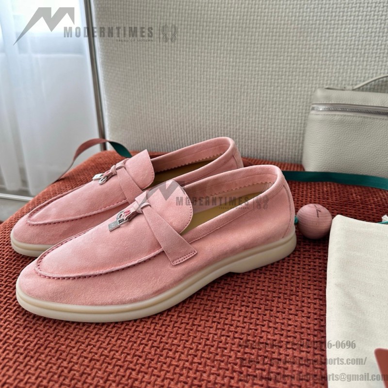 Loro Piana Summer Charms Walk Loafer FAE5444-30AT Flowering Cherry Women's Shoes Loro Piana Summer Charms Walk Loafer FAE5444-30AT Flowering Cherry Women's Comfort Flats Front View