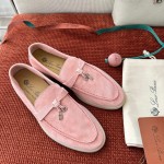 Loro Piana Summer Charms Walk Loafer FAE5444-30AT Flowering Cherry Women's Shoes Loro Piana Summer Charms Walk Loafer FAE5444-30AT Flowering Cherry Women's Comfort Flats Front View