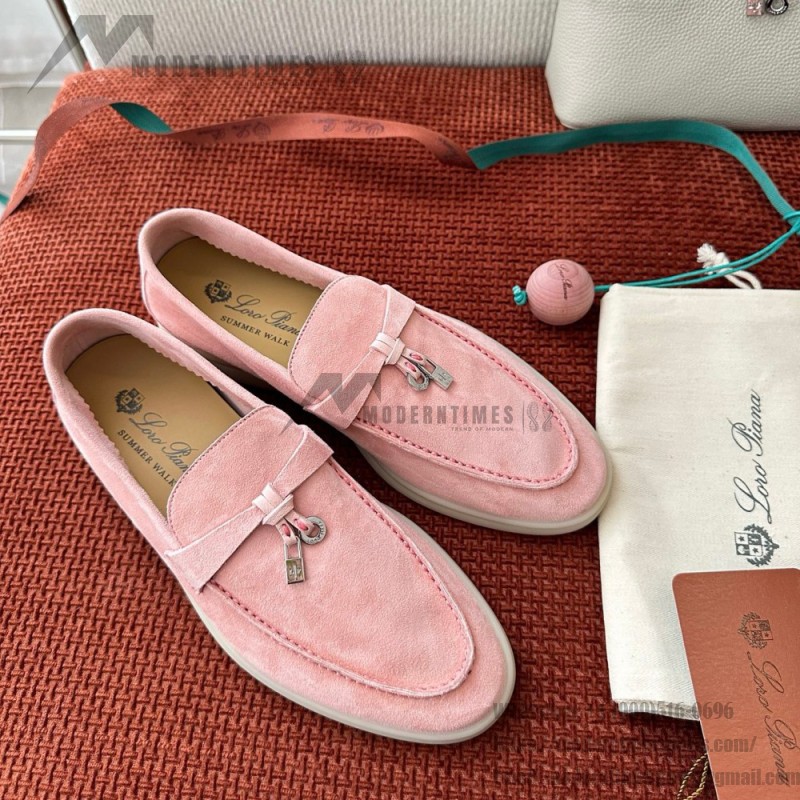 Loro Piana Summer Charms Walk Loafer FAE5444-30AT Flowering Cherry Women's Shoes Loro Piana Summer Charms Walk Loafer FAE5444-30AT Flowering Cherry Women's Comfort Flats Front View