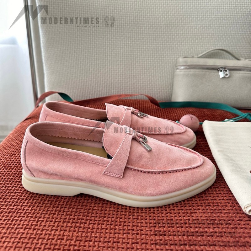 Loro Piana Summer Charms Walk Loafer FAE5444-30AT Flowering Cherry Women's Shoes Loro Piana Summer Charms Walk Loafer FAE5444-30AT Flowering Cherry Women's Comfort Flats Front View