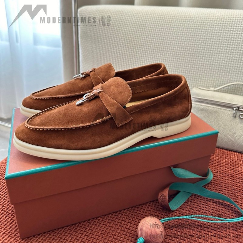 Loro Piana Summer Charms Walk Loafer FAE5444-E424 Saddle-Brown Women's Shoes Loro Piana Summer Charms Walk Loafer FAE5444-E424 Saddle-Brown Women's Luxury Flats Front View