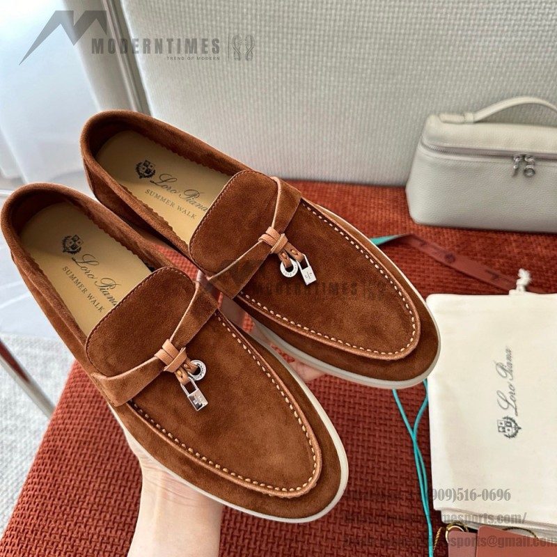Loro Piana Summer Charms Walk Loafer FAE5444-E424 Saddle-Brown Women's Shoes Loro Piana Summer Charms Walk Loafer FAE5444-E424 Saddle-Brown Women's Luxury Flats Front View