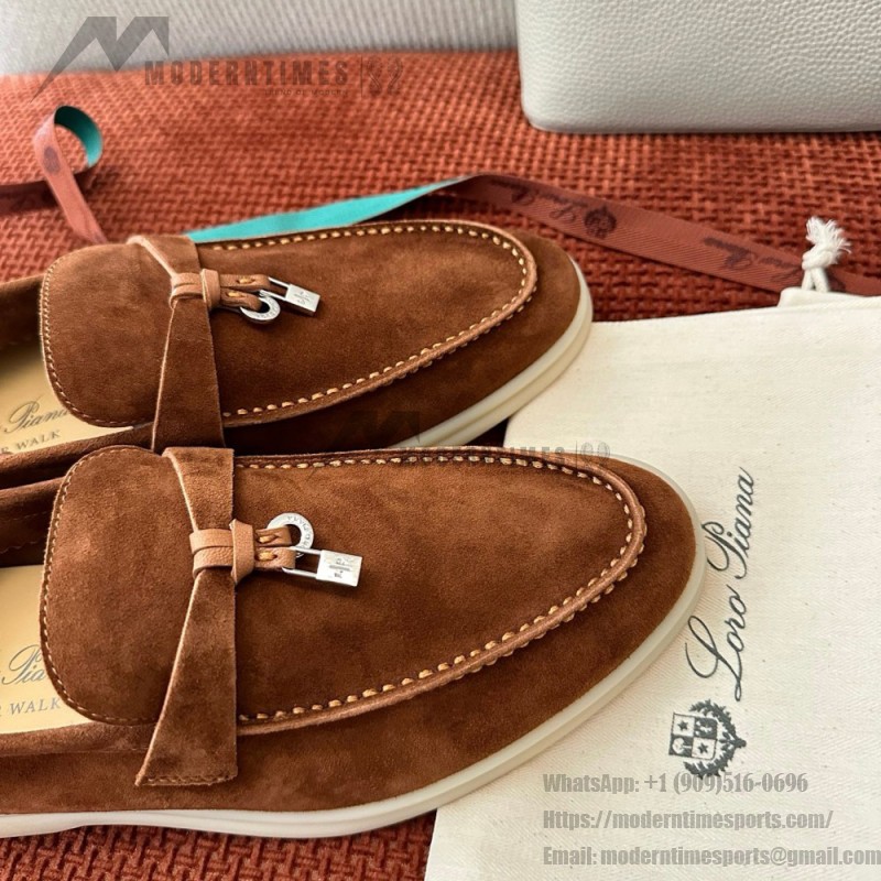 Loro Piana Summer Charms Walk Loafer FAE5444-E424 Saddle-Brown Women's Shoes Loro Piana Summer Charms Walk Loafer FAE5444-E424 Saddle-Brown Women's Luxury Flats Front View