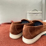 Loro Piana Summer Charms Walk Loafer FAE5444-E424 Saddle-Brown Women's Shoes Loro Piana Summer Charms Walk Loafer FAE5444-E424 Saddle-Brown Women's Luxury Flats Front View