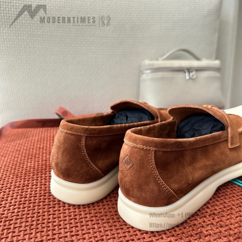 Loro Piana Summer Charms Walk Loafer FAE5444-E424 Saddle-Brown Women's Shoes Loro Piana Summer Charms Walk Loafer FAE5444-E424 Saddle-Brown Women's Luxury Flats Front View