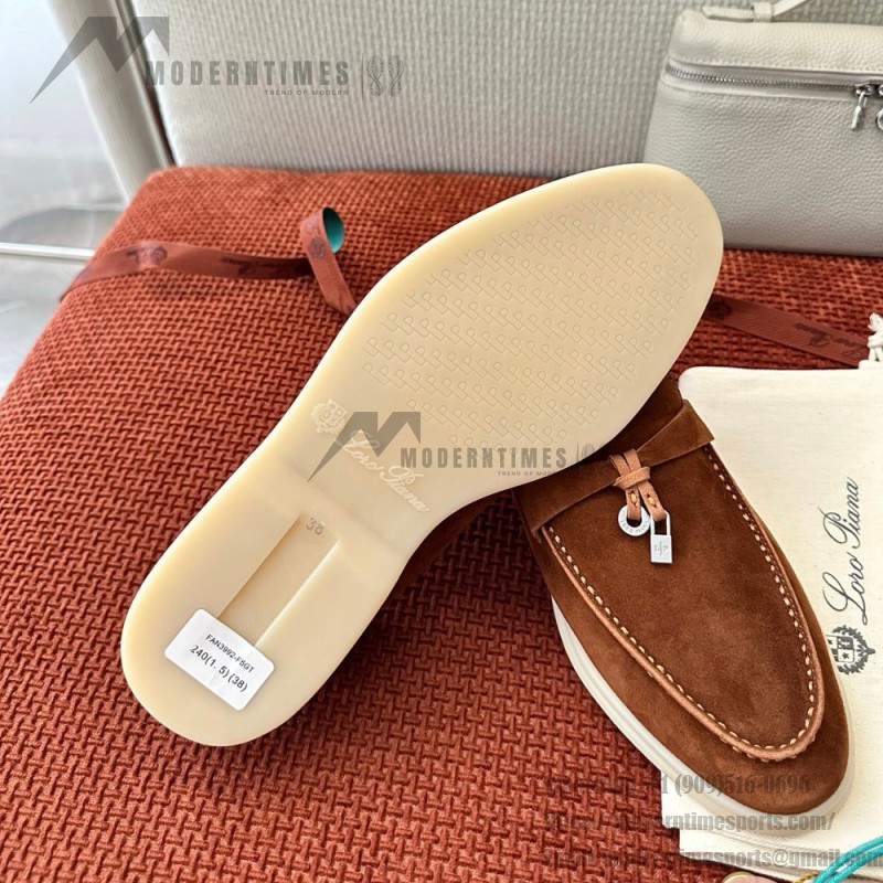 Loro Piana Summer Charms Walk Loafer FAE5444-E424 Saddle-Brown Women's Shoes Loro Piana Summer Charms Walk Loafer FAE5444-E424 Saddle-Brown Women's Luxury Flats Front View