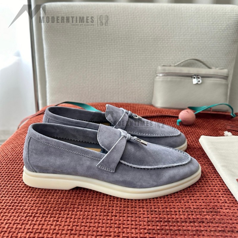 Loro Piana Summer Charms Walk Loafer FAE5444-W13O Blue Fluorite Women's Shoes Loro Piana Summer Charms Walk Loafer FAE5444-W13O Blue Fluorite Women's Comfort Flats Front View