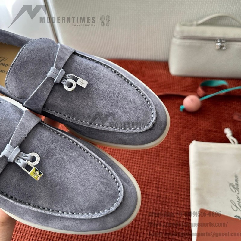 Loro Piana Summer Charms Walk Loafer FAE5444-W13O Blue Fluorite Women's Shoes Loro Piana Summer Charms Walk Loafer FAE5444-W13O Blue Fluorite Women's Comfort Flats Front View