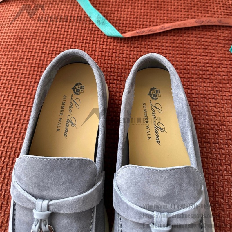 Loro Piana Summer Charms Walk Loafer FAE5444-W13O Blue Fluorite Women's Shoes Loro Piana Summer Charms Walk Loafer FAE5444-W13O Blue Fluorite Women's Comfort Flats Front View