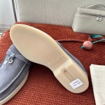 Loro Piana Summer Charms Walk Loafer FAE5444-W13O Blue Fluorite Women's Shoes Loro Piana Summer Charms Walk Loafer FAE5444-W13O Blue Fluorite Women's Comfort Flats Front View