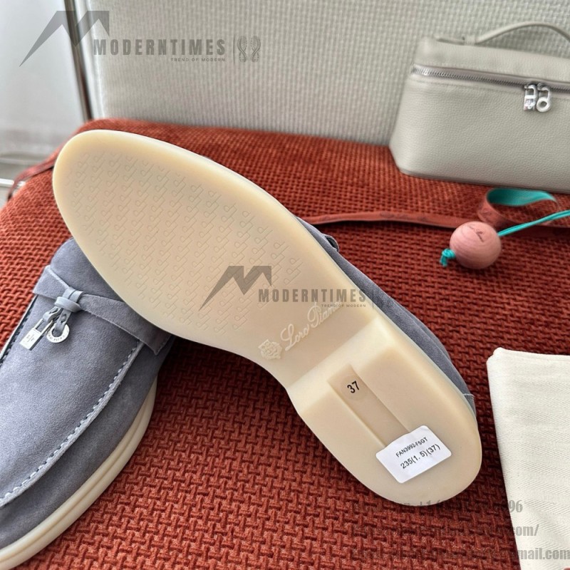 Loro Piana Summer Charms Walk Loafer FAE5444-W13O Blue Fluorite Women's Shoes Loro Piana Summer Charms Walk Loafer FAE5444-W13O Blue Fluorite Women's Comfort Flats Front View