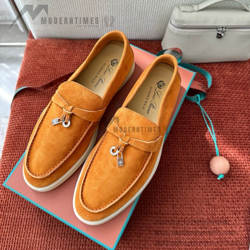 Loro Piana Summer Charms Walk Loafer FAE5444-E424 Saddle-Brown Women's Shoes Loro Piana Summer Charms Walk Loafer FAE5444-E424 Saddle-Brown Women's Luxury Flats Front View