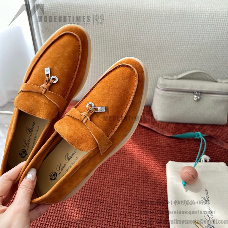 Loro Piana Summer Charms Walk Loafer FAE5444-E424 Saddle-Brown Women's Shoes Loro Piana Summer Charms Walk Loafer FAE5444-E424 Saddle-Brown Women's Luxury Flats Front View
