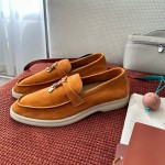 Loro Piana Summer Charms Walk Loafer FAE5444-E424 Saddle-Brown Women's Shoes Loro Piana Summer Charms Walk Loafer FAE5444-E424 Saddle-Brown Women's Luxury Flats Front View