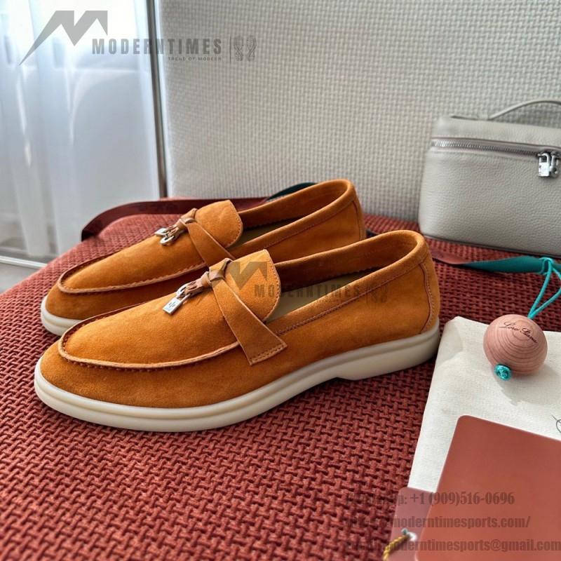 Loro Piana Summer Charms Walk Loafer FAE5444-E424 Saddle-Brown Women's Shoes Loro Piana Summer Charms Walk Loafer FAE5444-E424 Saddle-Brown Women's Luxury Flats Front View
