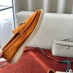 Loro Piana Summer Charms Walk Loafer FAE5444-E424 Saddle-Brown Women's Shoes Loro Piana Summer Charms Walk Loafer FAE5444-E424 Saddle-Brown Women's Luxury Flats Front View