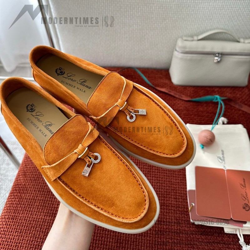Loro Piana Summer Charms Walk Loafer FAE5444-E424 Saddle-Brown Women's Shoes Loro Piana Summer Charms Walk Loafer FAE5444-E424 Saddle-Brown Women's Luxury Flats Front View