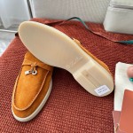 Loro Piana Summer Charms Walk Loafer FAE5444-E424 Saddle-Brown Women's Shoes Loro Piana Summer Charms Walk Loafer FAE5444-E424 Saddle-Brown Women's Luxury Flats Front View