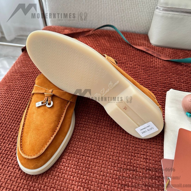 Loro Piana Summer Charms Walk Loafer FAE5444-E424 Saddle-Brown Women's Shoes Loro Piana Summer Charms Walk Loafer FAE5444-E424 Saddle-Brown Women's Luxury Flats Front View