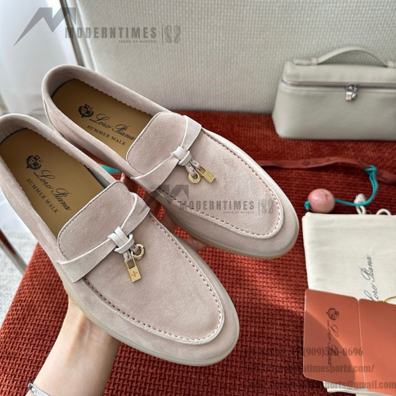 Loro Piana Summer Charms Walk Loafer FAE5444-30AT Flowering Cherry Women's Shoes Loro Piana Summer Charms Walk Loafer FAE5444-30AT Flowering Cherry Women's Comfort Flats Front View