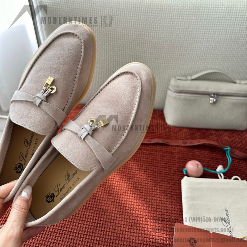 Loro Piana Summer Charms Walk Loafer FAE5444-30AT Flowering Cherry Women's Shoes Loro Piana Summer Charms Walk Loafer FAE5444-30AT Flowering Cherry Women's Comfort Flats Front View