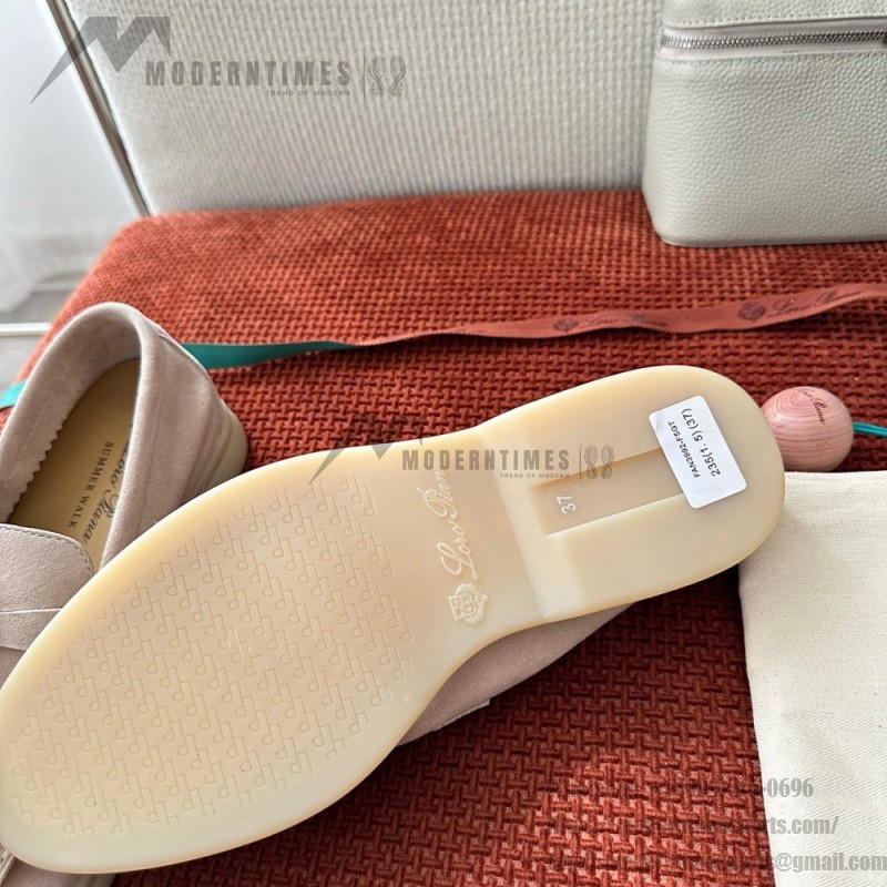Loro Piana Summer Charms Walk Loafer FAE5444-30AT Flowering Cherry Women's Shoes Loro Piana Summer Charms Walk Loafer FAE5444-30AT Flowering Cherry Women's Comfort Flats Front View