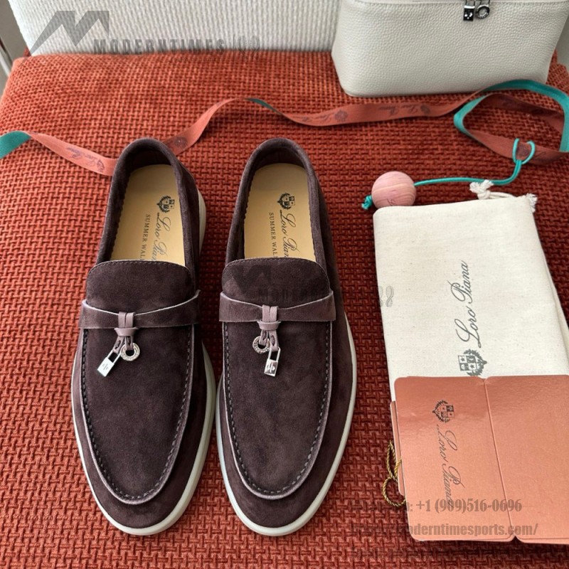 Loro Piana Summer Charms Walk Loafer FAE5444-E424 Saddle-Brown Women's Shoes Loro Piana Summer Charms Walk Loafer FAE5444-E424 Saddle-Brown Women's Luxury Flats Front View