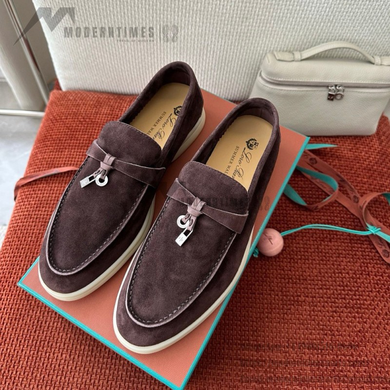 Loro Piana Summer Charms Walk Loafer FAE5444-E424 Saddle-Brown Women's Shoes Loro Piana Summer Charms Walk Loafer FAE5444-E424 Saddle-Brown Women's Luxury Flats Front View