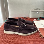 Loro Piana Summer Charms Walk Loafer FAE5444-E424 Saddle-Brown Women's Shoes Loro Piana Summer Charms Walk Loafer FAE5444-E424 Saddle-Brown Women's Luxury Flats Front View