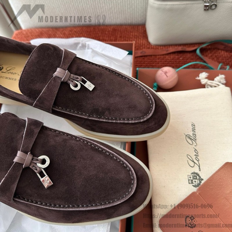 Loro Piana Summer Charms Walk Loafer FAE5444-E424 Saddle-Brown Women's Shoes Loro Piana Summer Charms Walk Loafer FAE5444-E424 Saddle-Brown Women's Luxury Flats Front View
