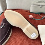 Loro Piana Summer Charms Walk Loafer FAE5444-E424 Saddle-Brown Women's Shoes Loro Piana Summer Charms Walk Loafer FAE5444-E424 Saddle-Brown Women's Luxury Flats Front View